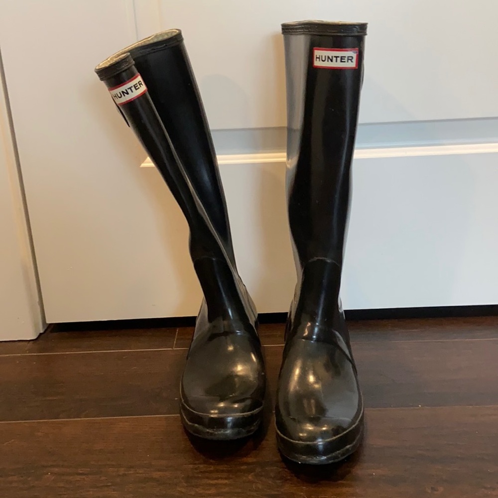 Black gloss hunter original tall boots